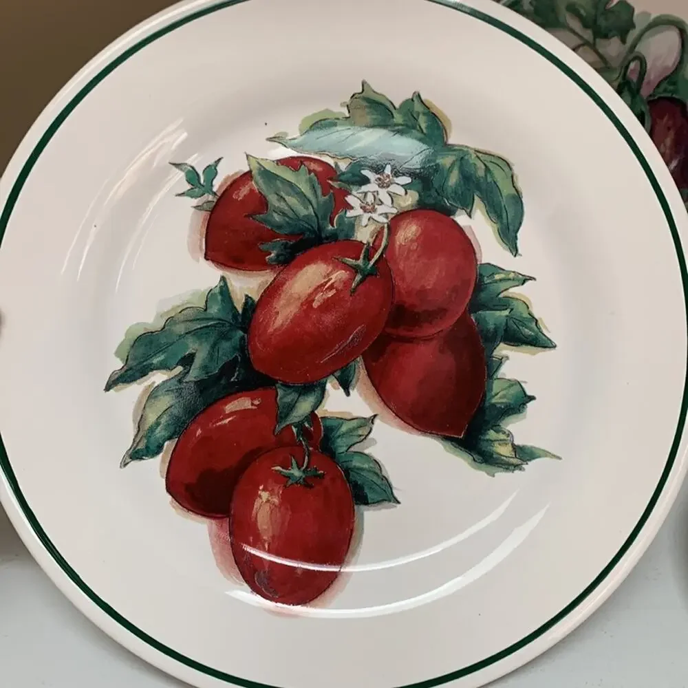 Set of 3 Willam Sonoma Harvest Vegetable Salads Plates 8”